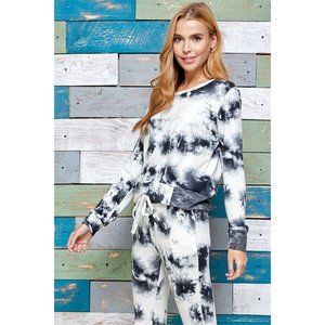 BRUSH TIE DYE Grey Multi Perfect Boxy Fit and Jogger Contrast Print Jogger Set
